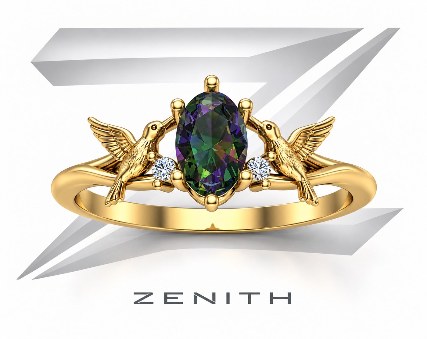 Anel pombos com pedra mística, modelo 3D Zenith