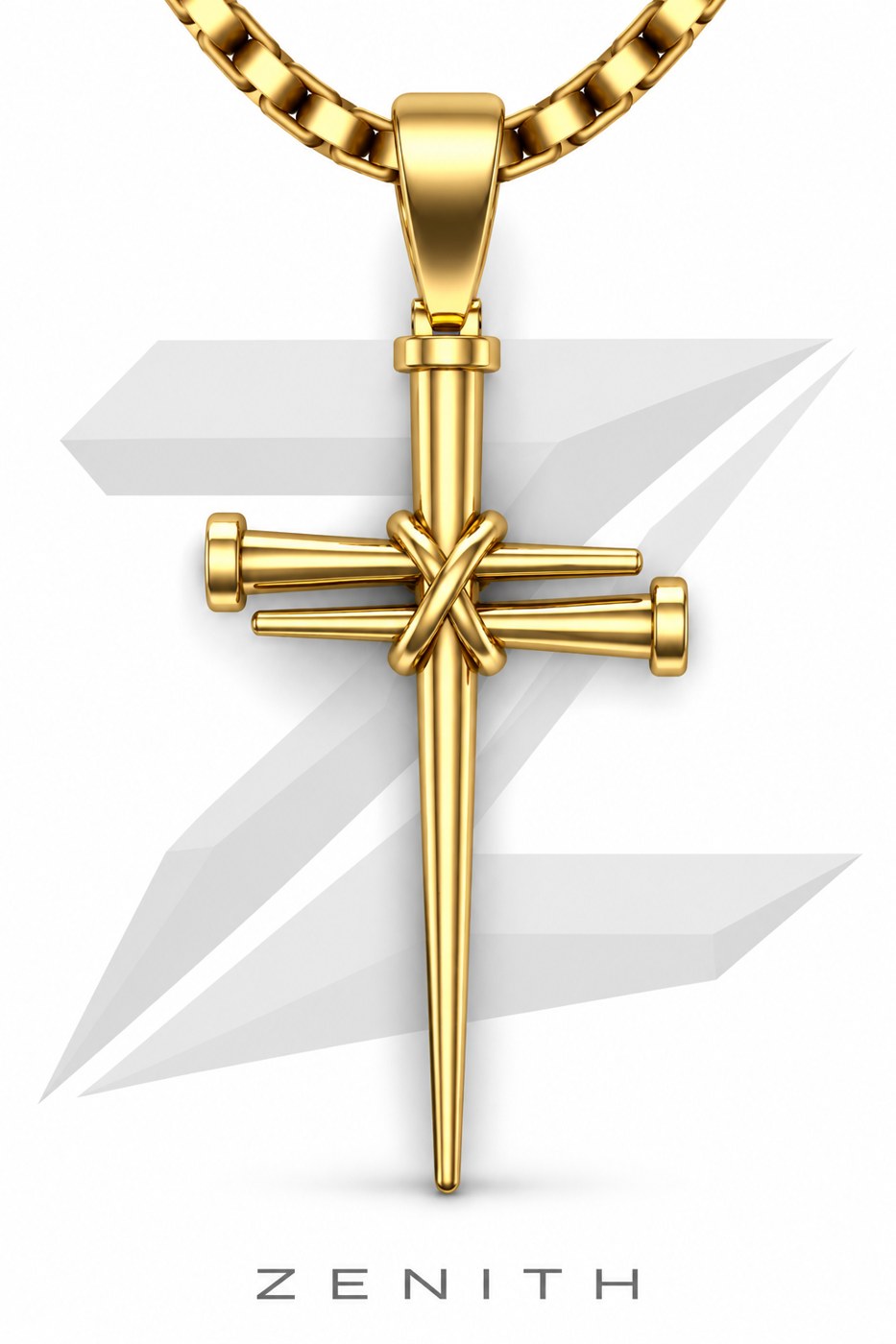 Cruz de cravos em ouro, modelo 3D Zenith