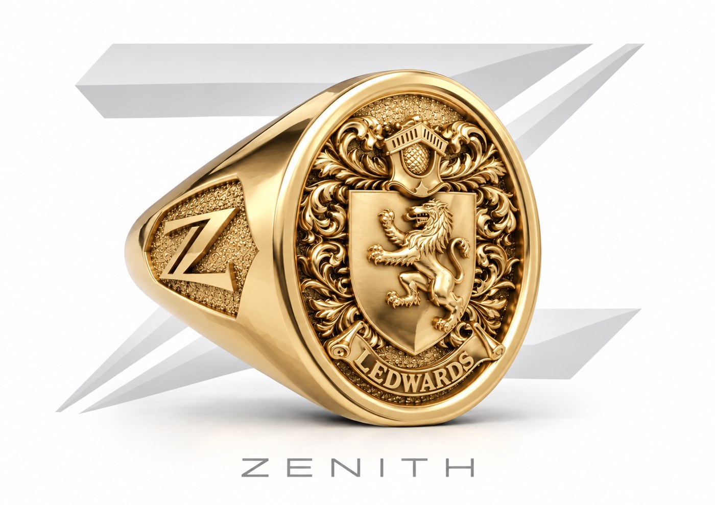 Anel de formatura com brasão, modelo 3D Zenith