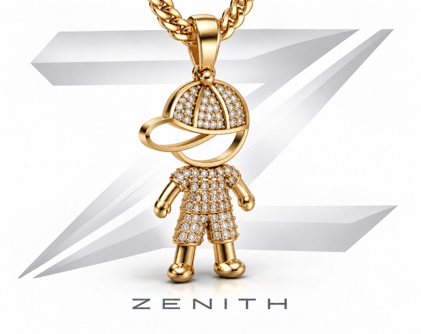 Pingente menino cravejado, modelo 3D Zenith