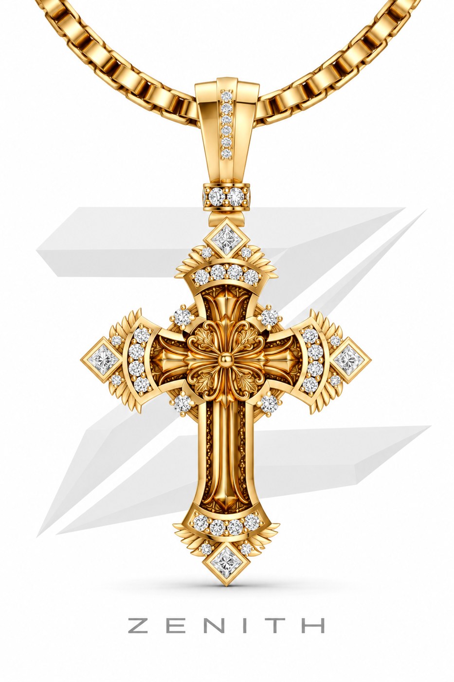 Crucifixo com coroa e diamantes, modelo 3D Zenith