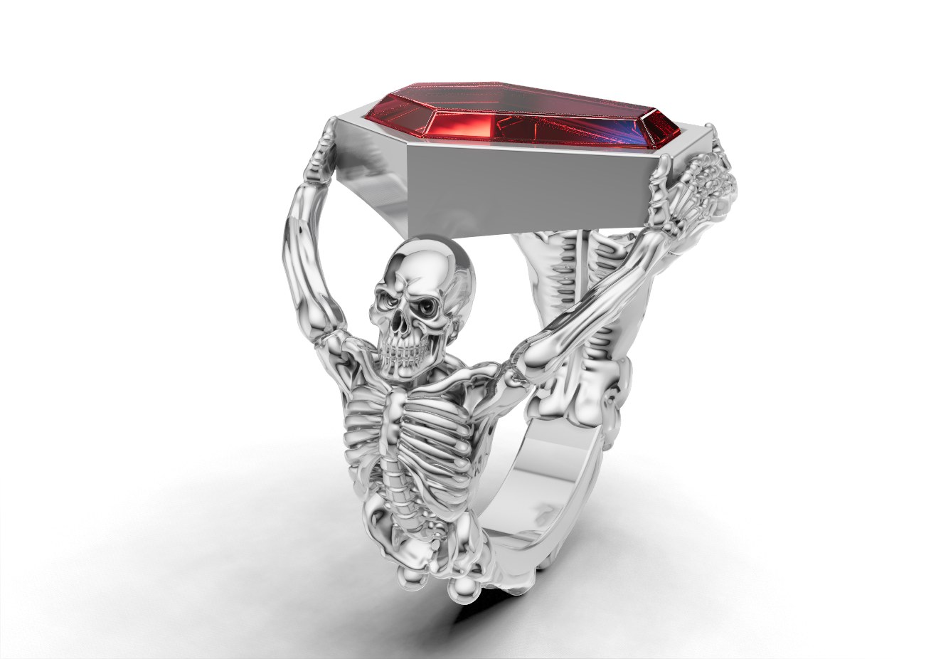 Anel esqueleto com pedra vermelha, modelo 3D Zenith