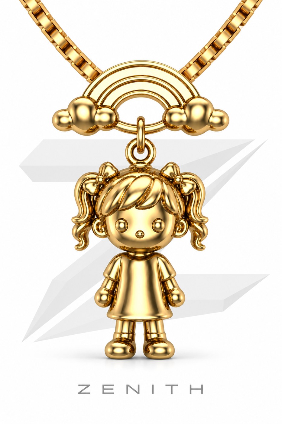 Pingente menina com arco-íris, modelo 3D Zenith